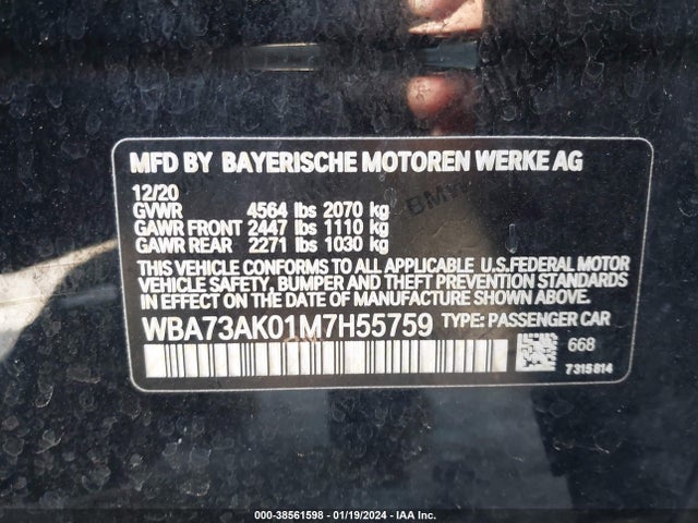 WBA73AK01M7H55759 BMW 228i Gran Coupe Xdrive
