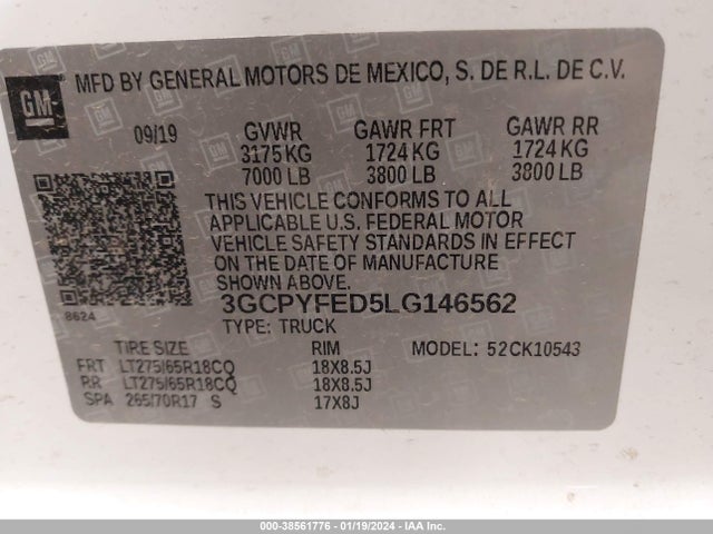 Chevrolet Silverado 1500 2020 3GCPYFED5LG146562 Image 9
