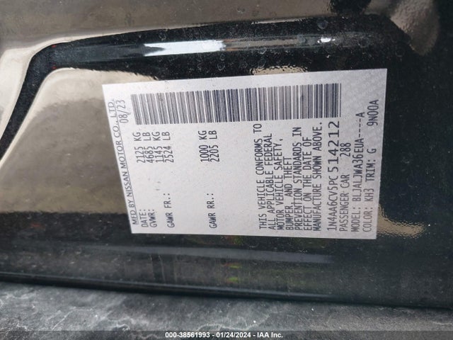 Nissan Maxima Sv Xtronic Cvt 2023 1N4AA6CV5PC514212 Image 9