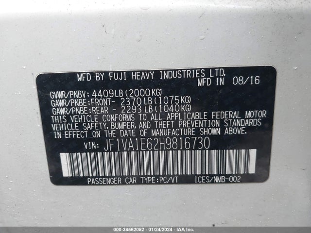 Subaru Wrx Premium 2017 JF1VA1E62H9816730 Image 9
