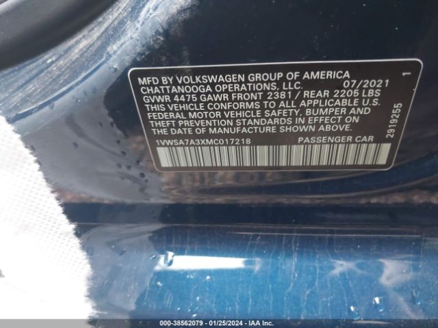 1VWSA7A3XMC017218 Volkswagen Passat 2.0t Se