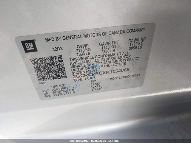 Chevrolet Silverado 1500 Ld Lt 2019 2GCRCPECXK1154068 Image 9