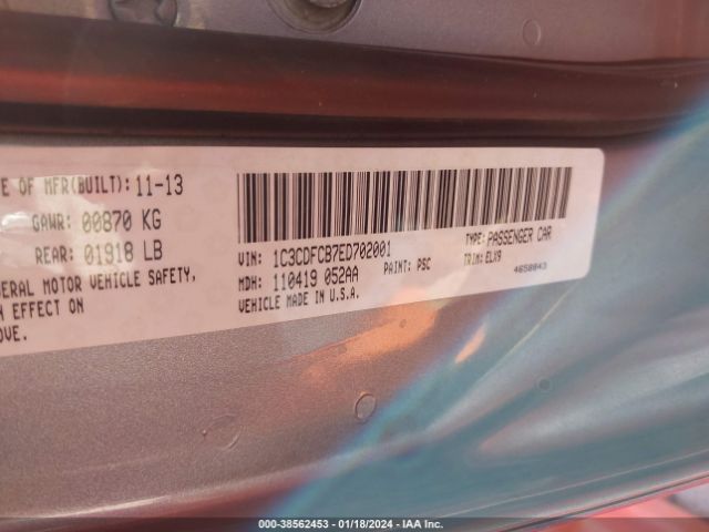 1C3CDFCB7ED702001 Dodge Dart Limited