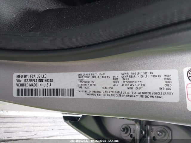 RAM 1500 Rebel  4x4 5'7 Box 2022 1C6SRFLT1NN120348 Image 9