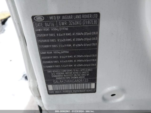 SALAK2V6XGA826133 Land Rover LR4
