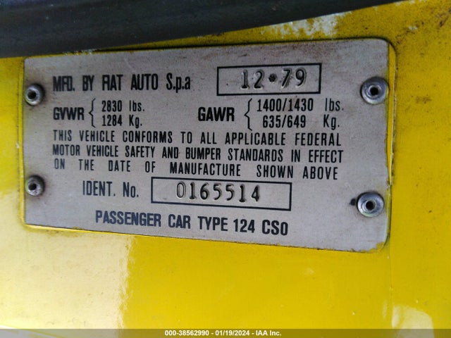1980 FIAT 124 124CS000165514    Photo 8