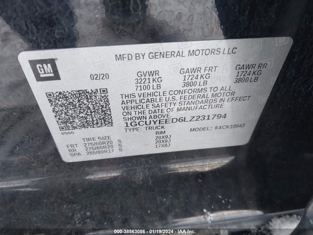 Chevrolet Silverado 1500 2020 1GCUYEED6LZ231794 Image 9