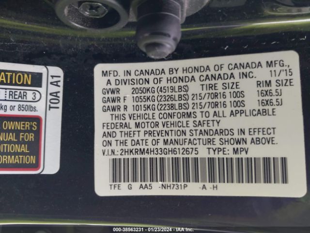 2HKRM4H33GH612675 Honda CR-V LX