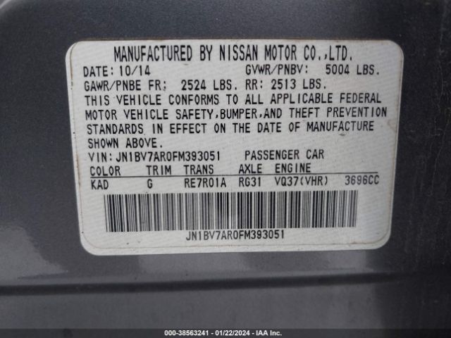 JN1BV7AR0FM393051 Infiniti Q50 Premium