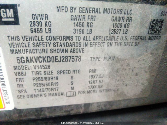 5GAKVCKD0EJ287578 Buick Enclave Premium