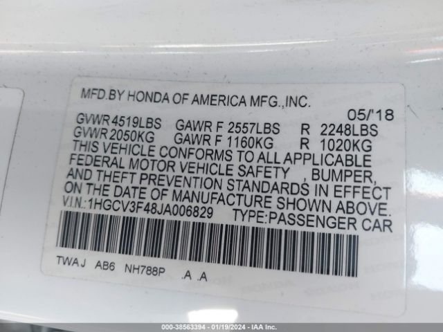 1HGCV3F48JA006829 Honda Accord Hybrid Ex