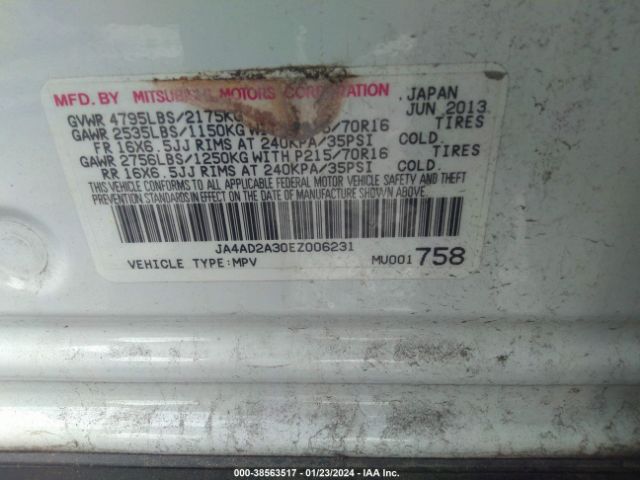 2014 MITSUBISHI OUTLANDER JA4AD2A30EZ006231 Photo 8