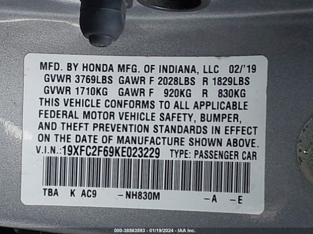 19XFC2F69KE023229 Honda Civic Lx