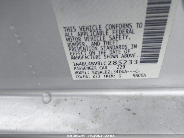 2020 NISSAN ALTIMA S FWD VIN: 1N4BL4BV8LC285233
