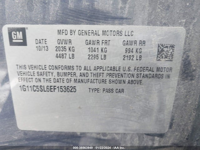 Chevrolet MALIBU 1LT 2014 1G11C5SL6EF153625 Image 9