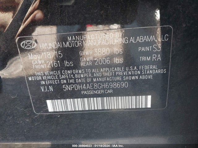Hyundai ELANTRA SE 2016 5NPDH4AE8GH698690 Image 9