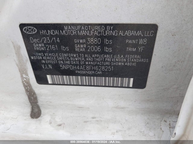 Hyundai ELANTRA SE 2015 5NPDH4AE8FH628251 Image 9