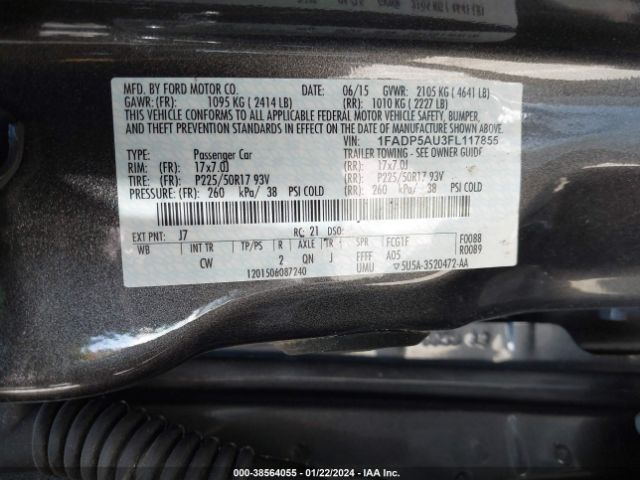 1FADP5AU3FL117855 Ford C-max Hybrid Se