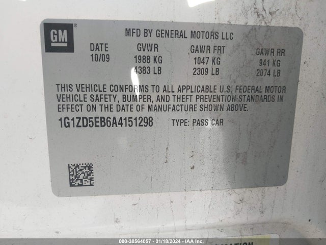 2010 CHEVROLET MALIBU LT VIN: 1G1ZD5EB6A4151298