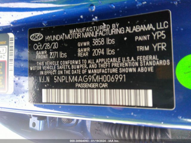 5NPLM4AG9MH006991 Hyundai ELANTRA SEL