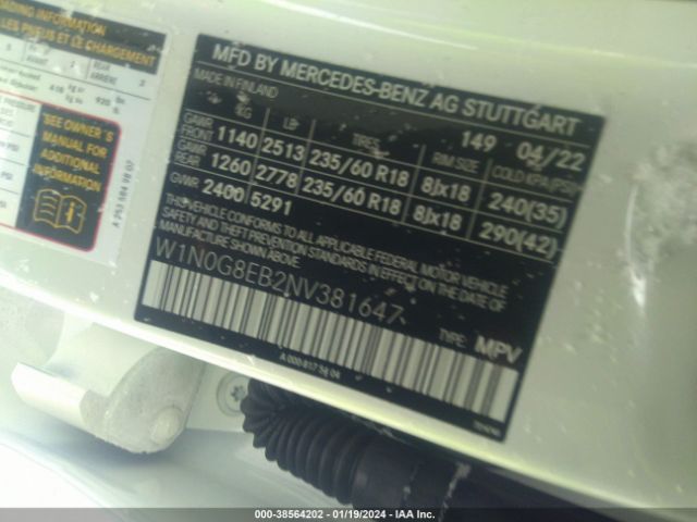 W1N0G8EB2NV381647 Mercedes-Benz Glc 300 4matic Suv