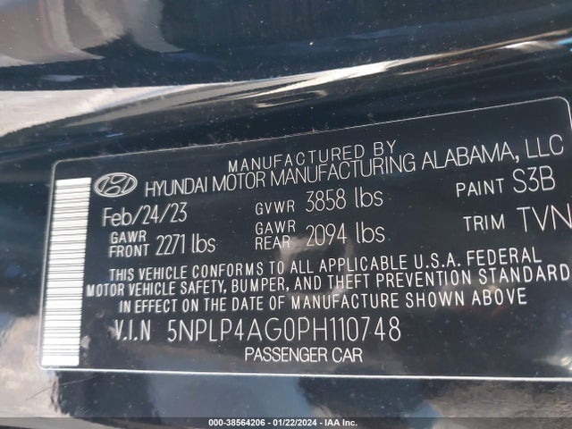 Hyundai Elantra Limited 2023 5NPLP4AG0PH110748 Image 9