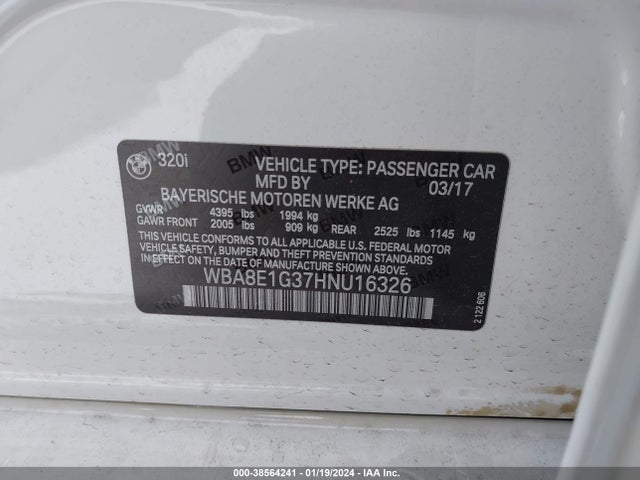 BMW 320i 2017 WBA8E1G37HNU16326 Image 9