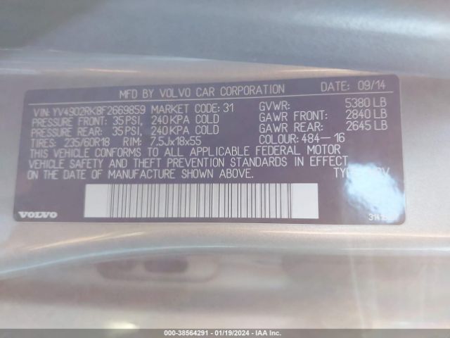 YV4902RK8F2669859 Volvo Xc60 T6