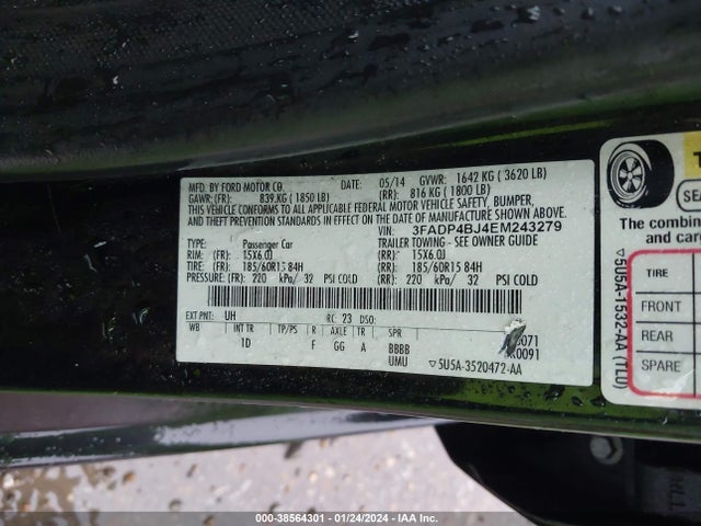 Ford FIESTA SE 2014 3FADP4BJ4EM243279 Image 9