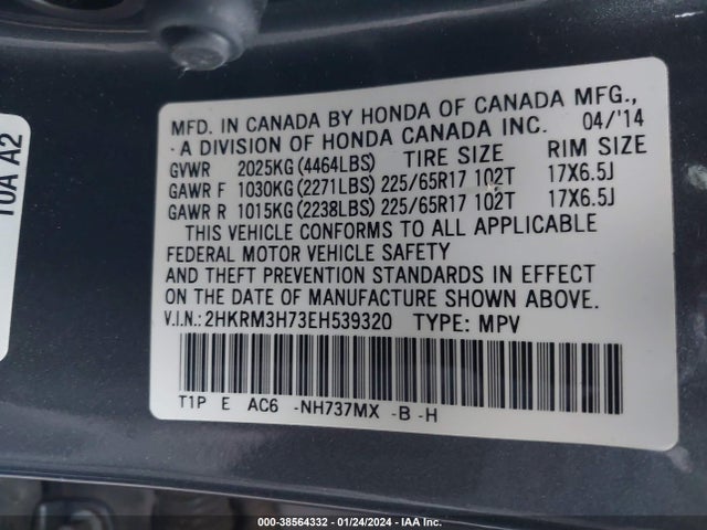 Honda Cr-v Ex-l 2014 2HKRM3H73EH539320 Image 9