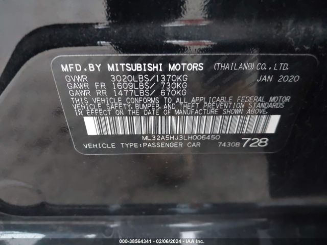 ML32A5HJ3LH006450 Mitsubishi MIRAGE LE