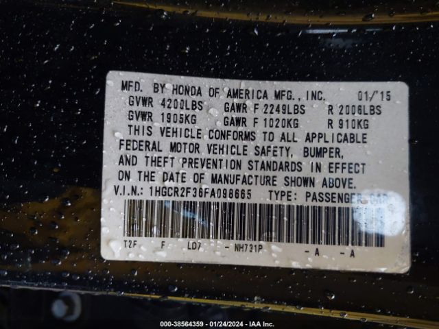 1HGCR2F36FA098665 Honda ACCORD LX