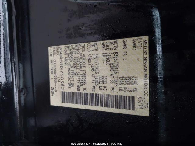 1N6AD0EV5EN758582 Nissan Frontier Pro-4x