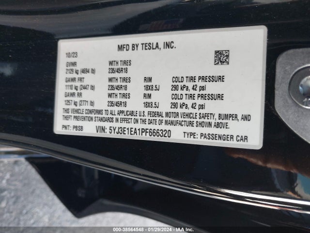 Tesla Model 3 Rear-wheel Drive 2023 5YJ3E1EA1PF666320 Image 9