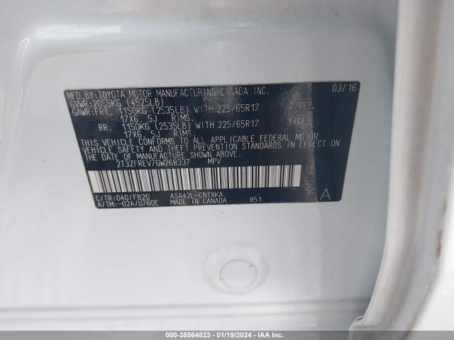 Toyota RAV4 LE 2016 2T3ZFREV7GW268337 Image 9