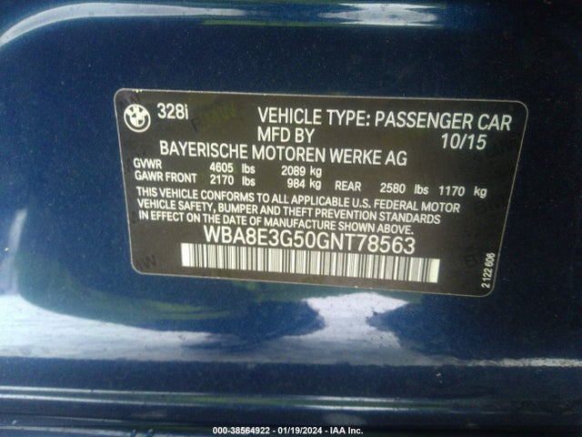 WBA8E3G50GNT78563 BMW 328i Xdrive