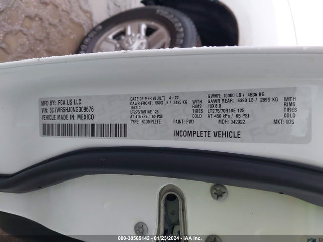RAM 2500 Tradesman  4x4 8' Box 2022 3C7WR5HJ0NG309676 Image 9