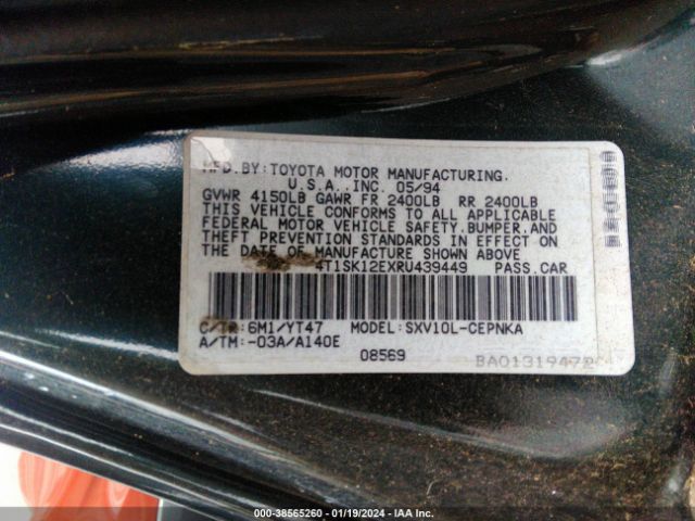 1994 TOYOTA CAMRY 4T1SK12EXRU439449 Photo 8
