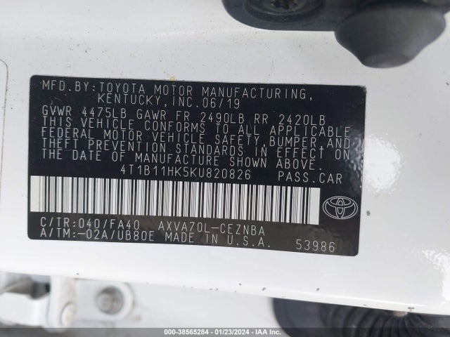 Toyota CAMRY LE 2019 4T1B11HK5KU820826 Image 9