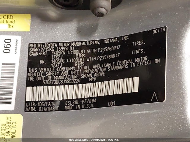 Toyota Sienna L 7 Passenger 2018 5TDZZ3DC8JS953220 Image 9