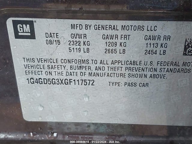 1G4GD5G3XGF117572 Buick Lacrosse Premium I
