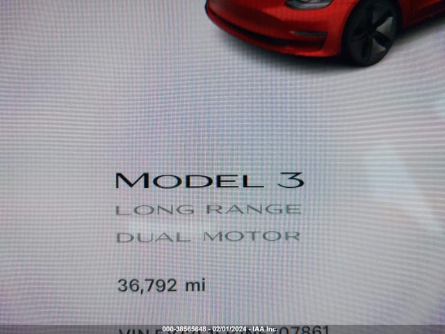 2022 TESLA MODEL 3 LONG RANGE DUAL MOTOR ALL-WHEEL DRIVE VIN: 5YJ3E1EB1NF207861
