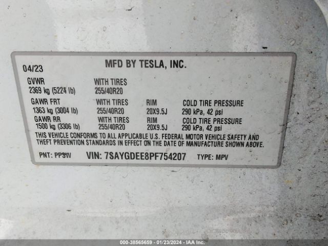 7SAYGDEE8PF754207 Tesla Model Y Awd/long Range Dual Motor All-wheel Drive