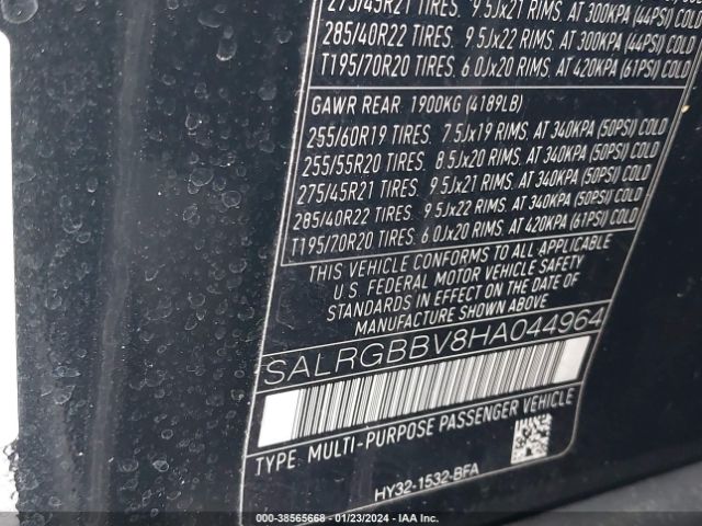 SALRGBBV8HA044964 Land Rover Discovery Se