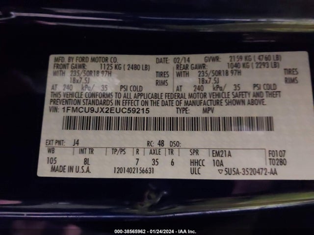 Ford Escape Titanium 2014 1FMCU9JX2EUC59215 Image 9