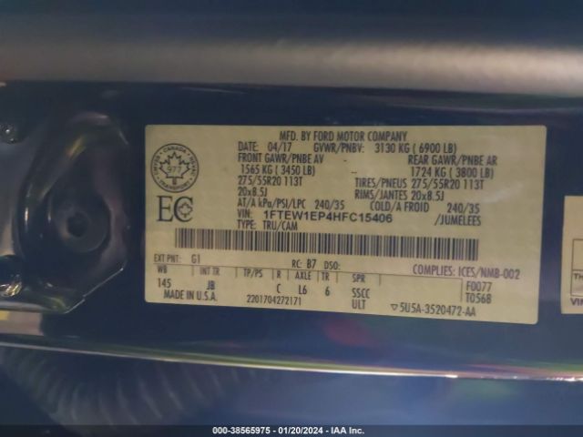 1FTEW1EP4HFC15406 Ford F-150 Xlt