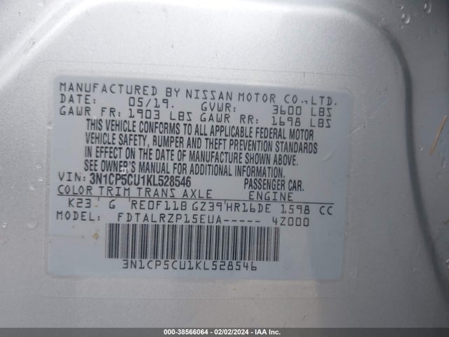 Nissan KICKS S 2019 3N1CP5CU1KL528546 Image 9