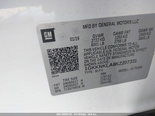 GMC Acadia Sle-1 2019 1GKKNKLA8KZ207331 Image 9