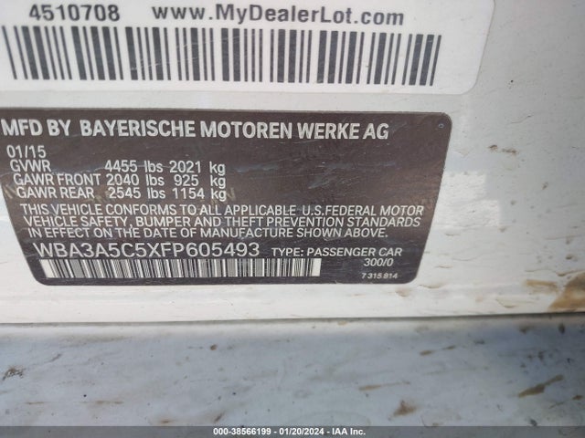 BMW 328I 2015 WBA3A5C5XFP605493 Image 9