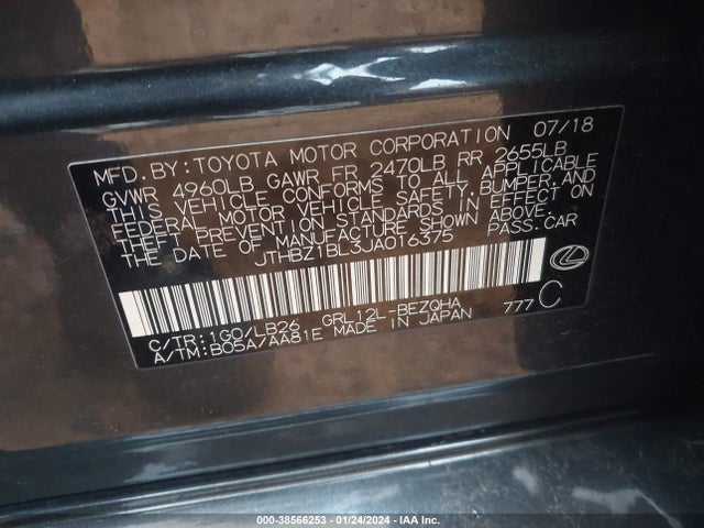 JTHBZ1BL3JA016375 Lexus Gs 350 F Sport